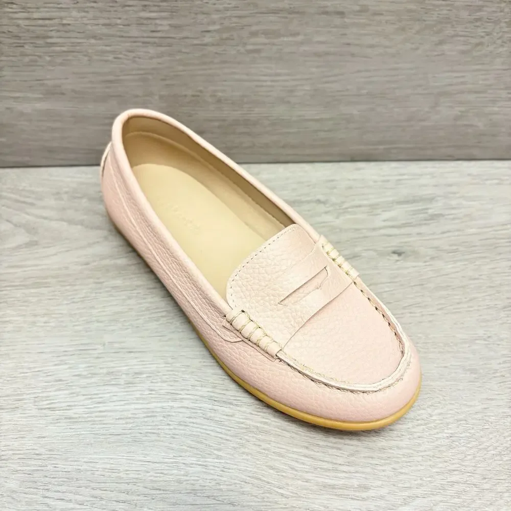 Elephantito Penny Loafers Pink Leather Slip On Driving Moccasin Shoe Size 1